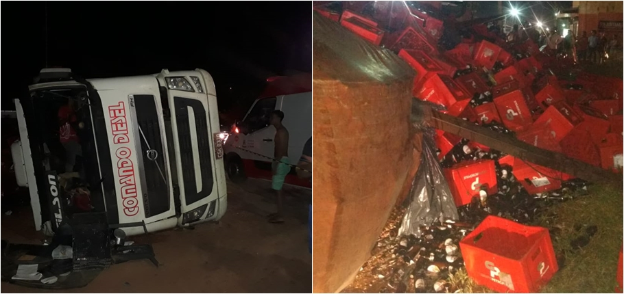 Carreta tombou na BR 316 em Timon