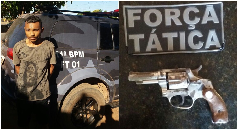 Suspeito flagrado pela PM com arma de fogo