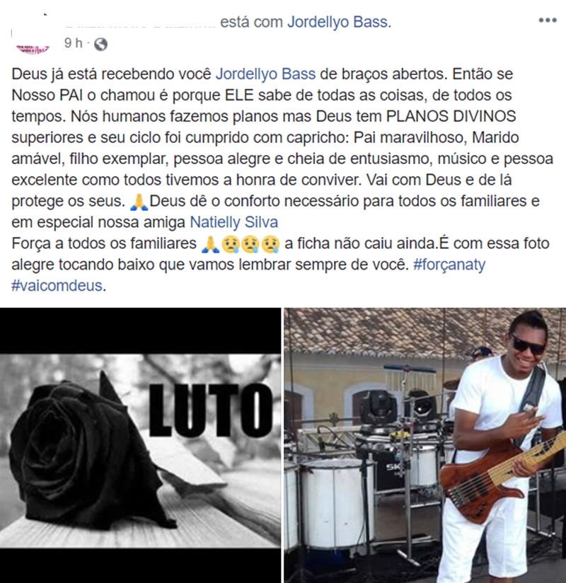 Amiga lamenta morte de Jordellyo