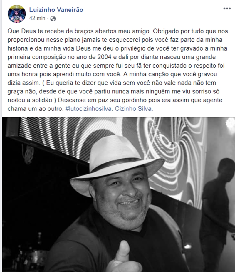Luizinho Vaneirão se despede de Cizinho
