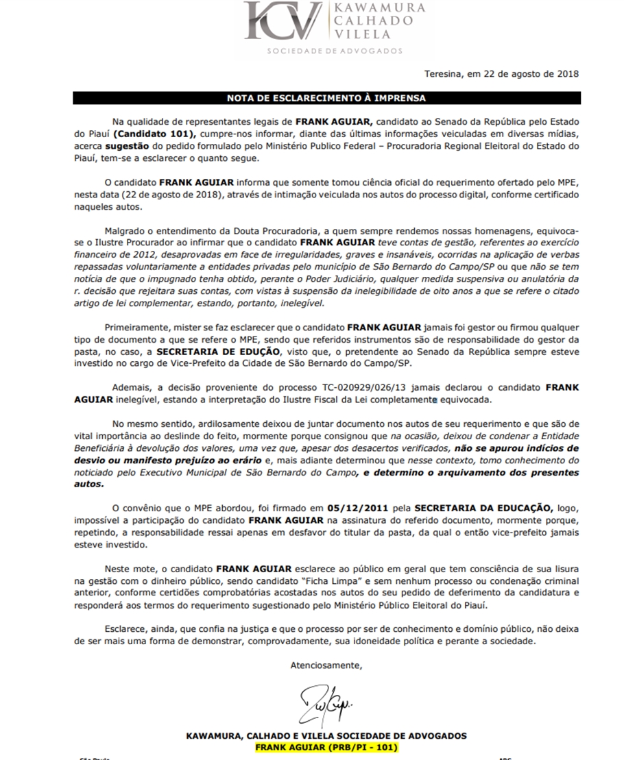 Nota de esclarecimento