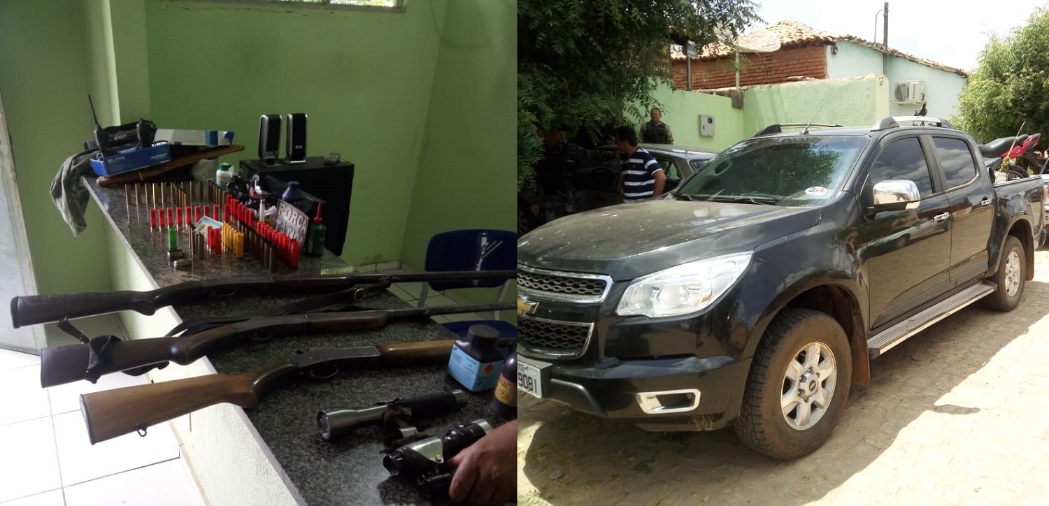 Material e veículo utilizado pelos acusados