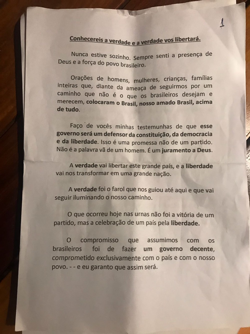 Discurso de Bolsonaro - página 1