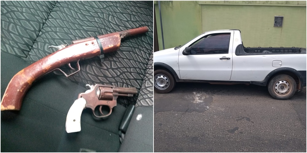 Armas e veículo recuperado