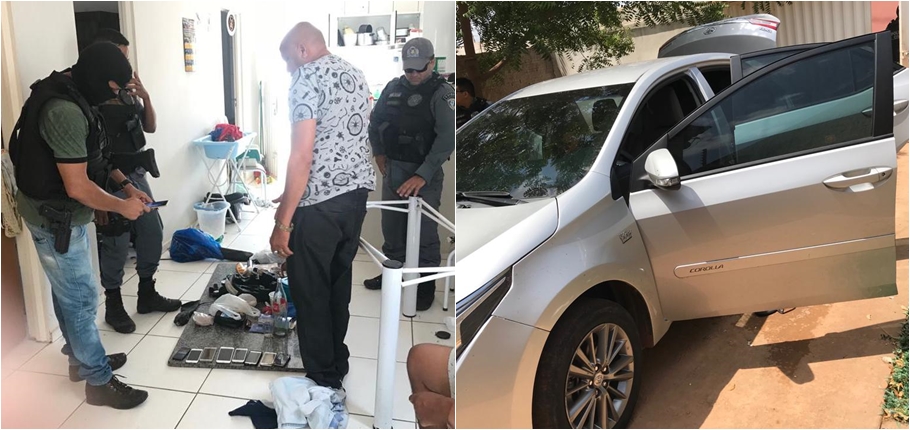 Carro e celulares encontrados com o acusado 