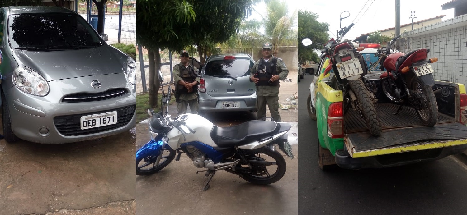 Veículos encontrados pela Polícia Militar