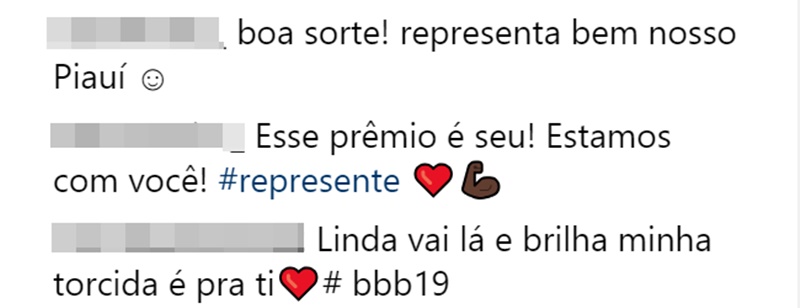 Mensagens de apoio a Elana
