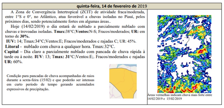 Previsão do tempo para essa quinta-feira (14)
