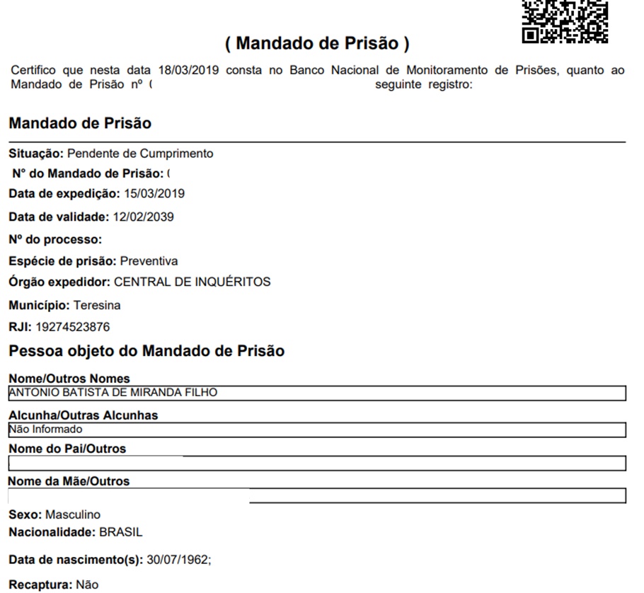 Mandado de prisão