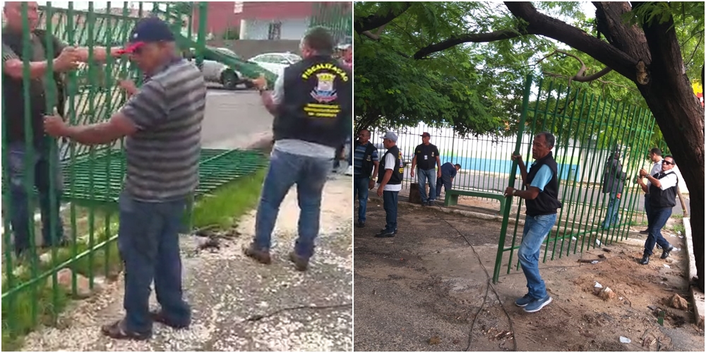 Remoção das grades da praça do Verdão