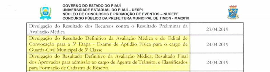 Retificação do cronograma do edital