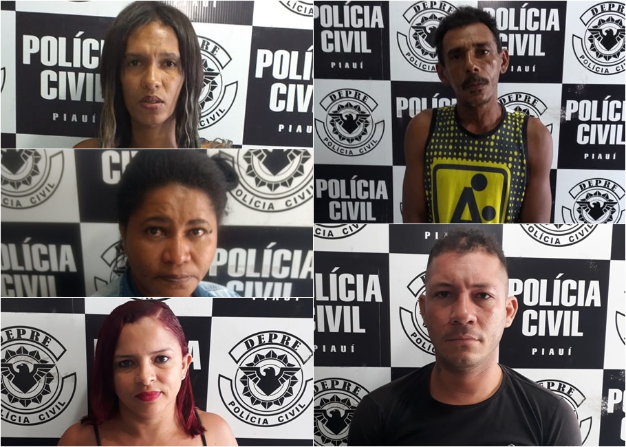 Presos da esquerda para direita: Gabriel, Eliane, Nara, Helio e Cleison