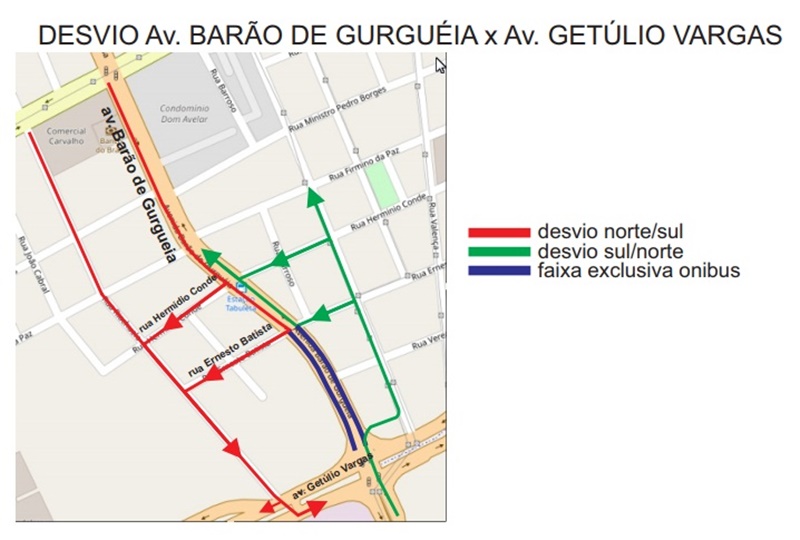 Desvios na zona sul 