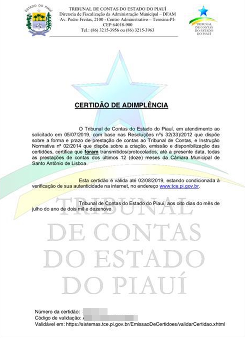 Certidão de adimplência