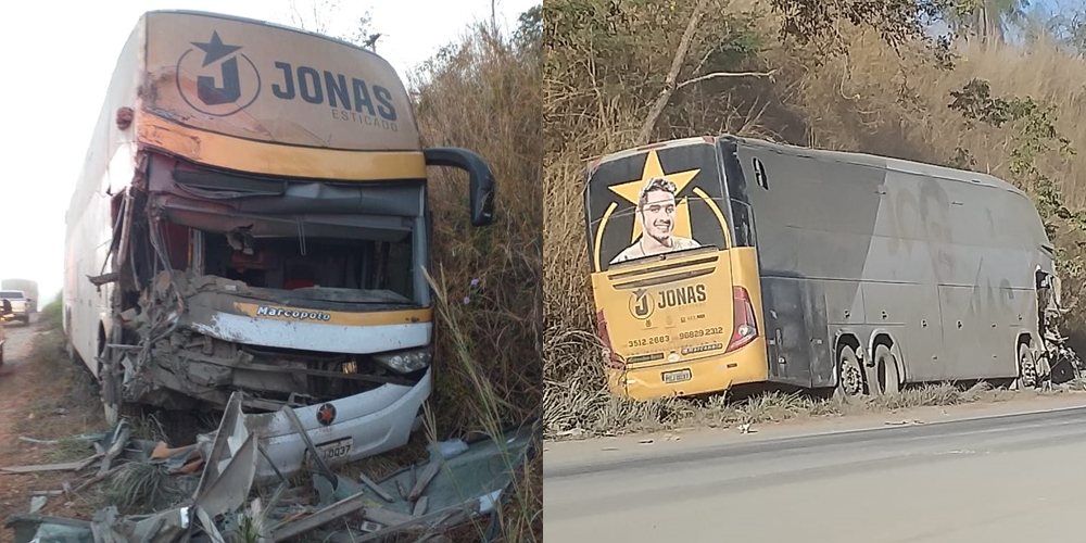 Ônibus da equipe do cantor Jonas Esticado