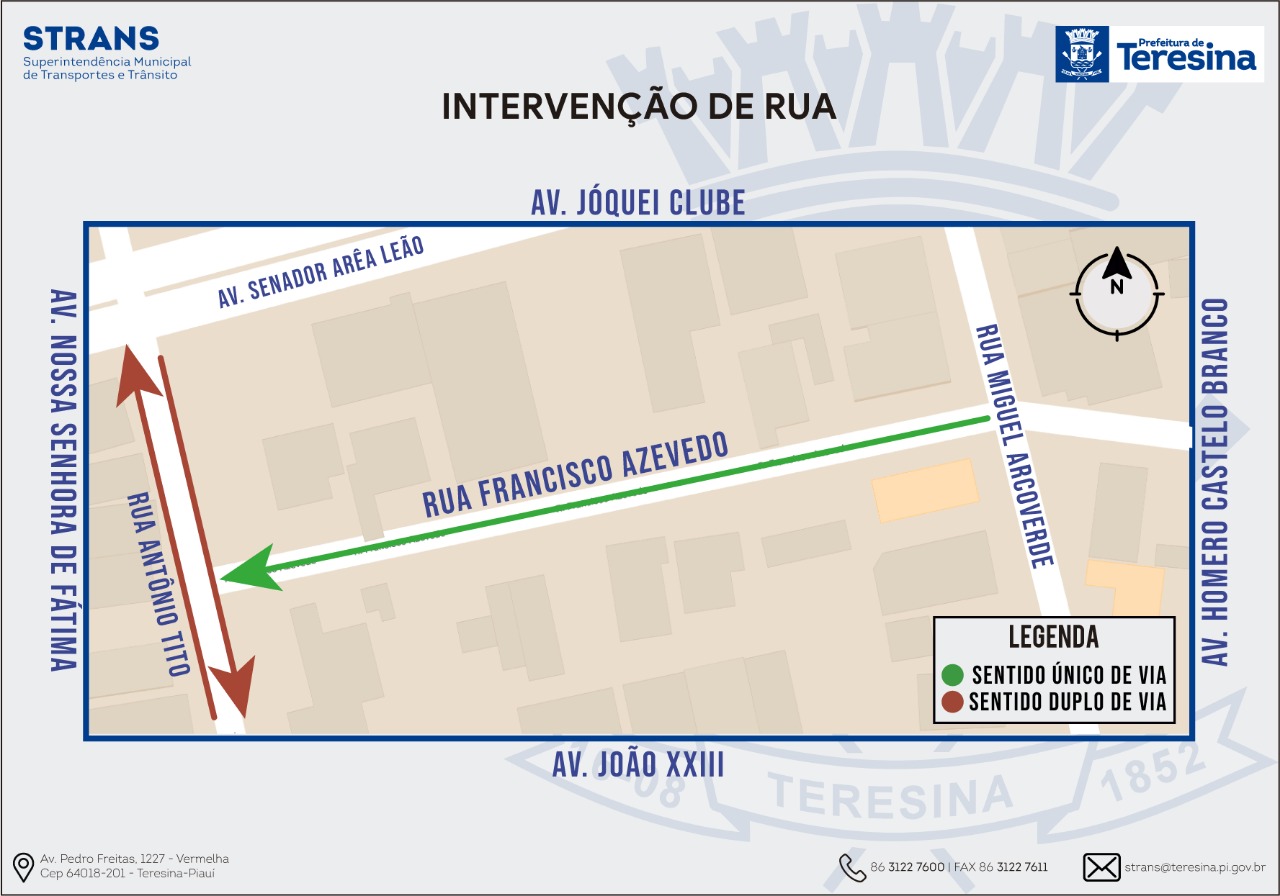 Esquema do novo sentido da Rua Francisco Azevedo, na zona leste