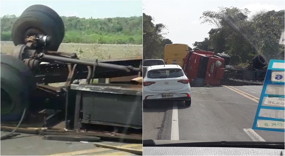 Caminhão tomba na BR 343