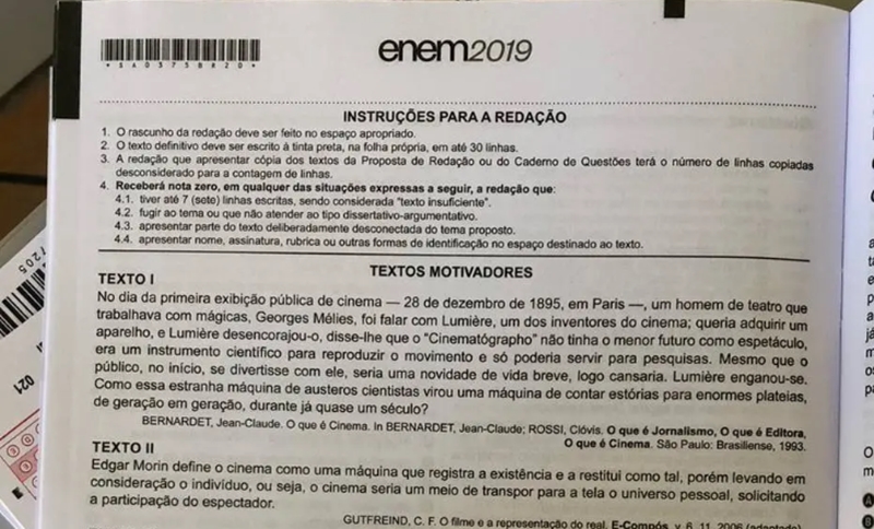 Proposta da redação do Enem 2019