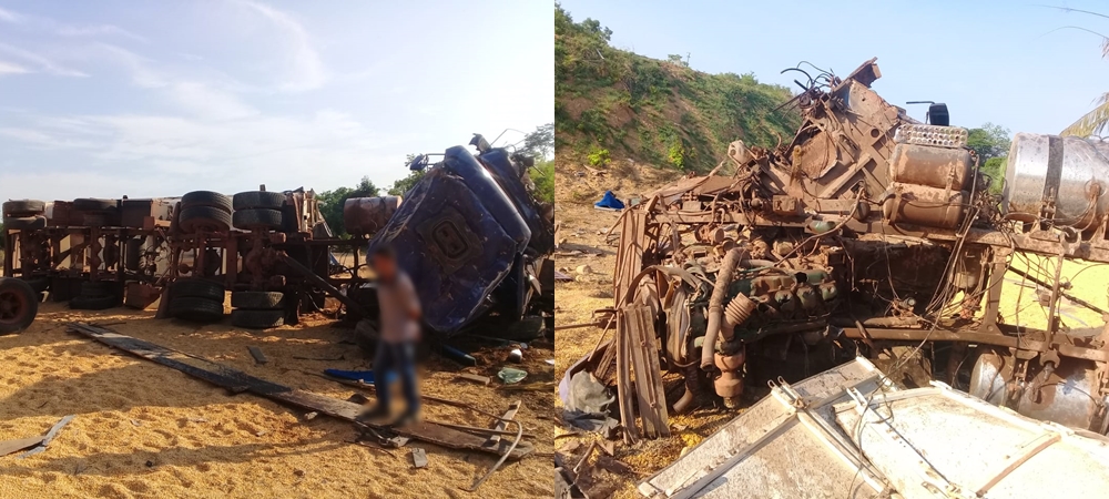 Carreta ficou totalmente destruída