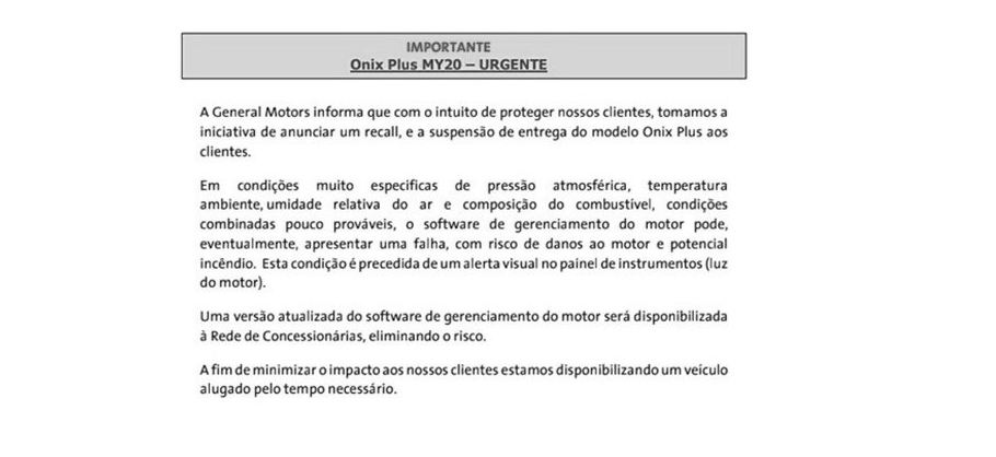 Comunicado Onix Plus