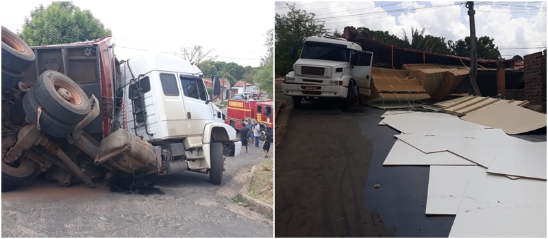 Carreta tombou no bairro Satélite 