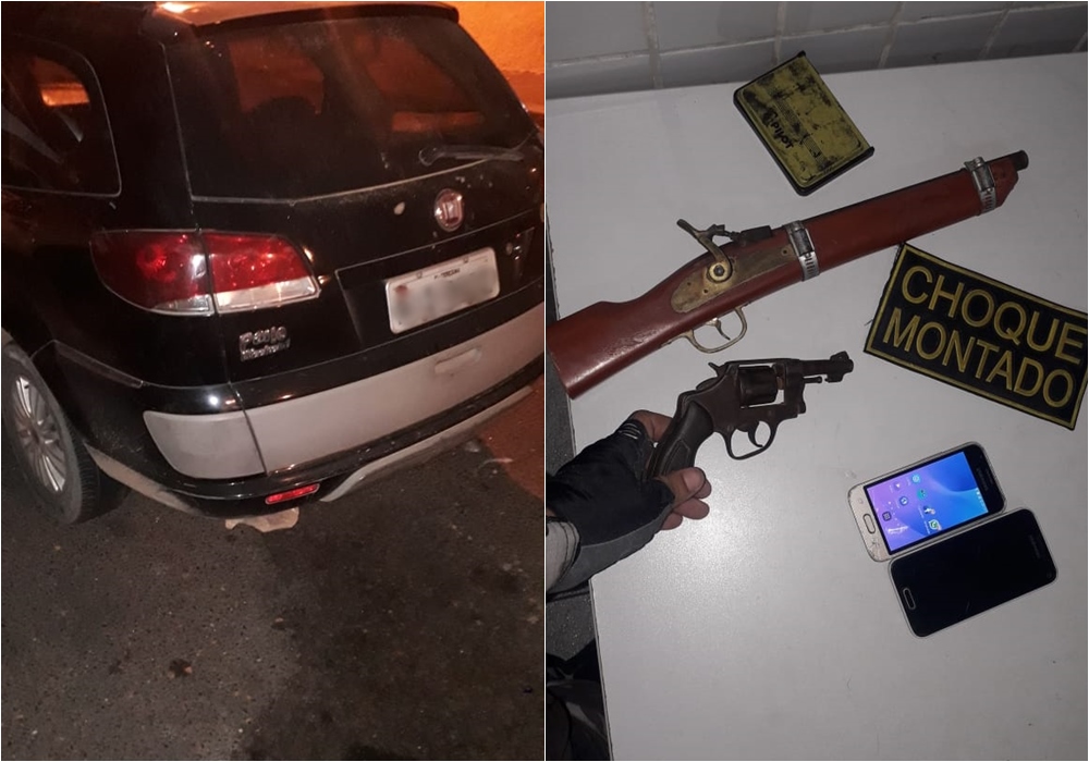 Carro e objetos apreendidos pela PM