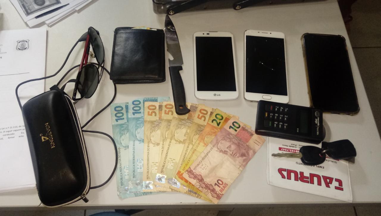 Objetos encontrados com o trio
