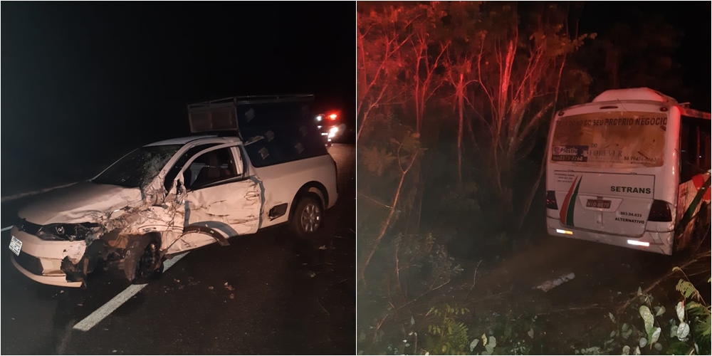 Colisão entre ônibus e carro em Piripiri 