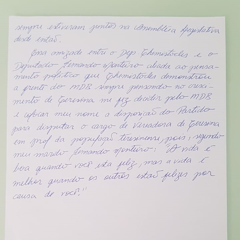 Carta de Fabiana Monteiro