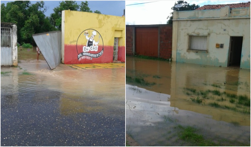 Forte chuva deixa ruas alagadas em Valença