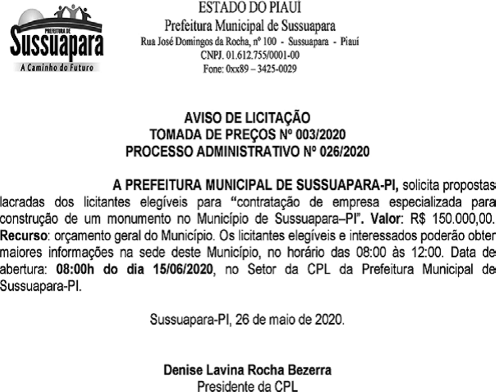Cópia do aviso de licitação