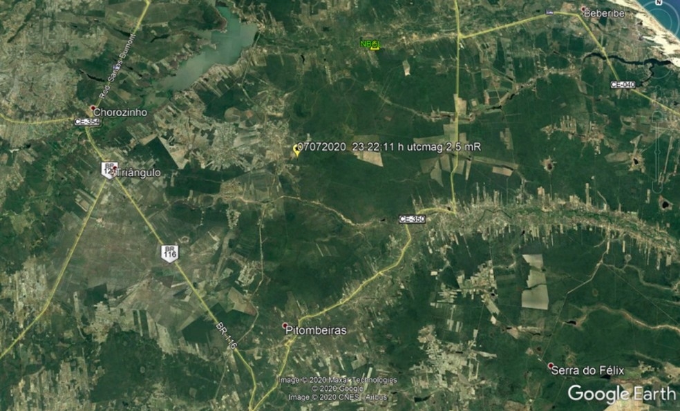 Região onde ocorreu o tremor de terra