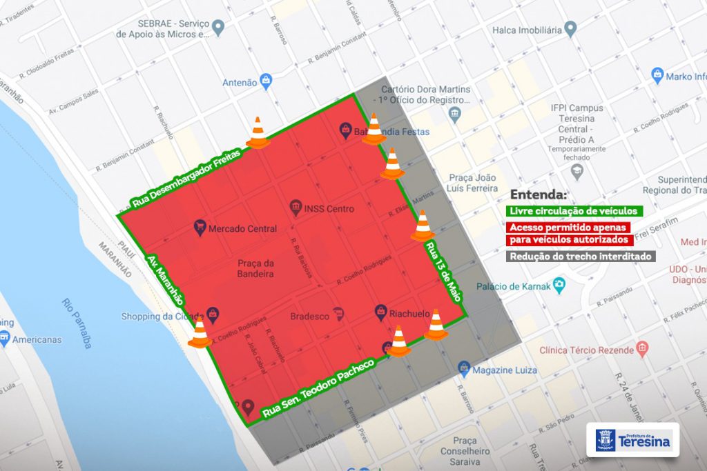 Perímetro interditado no Centro de Teresina.