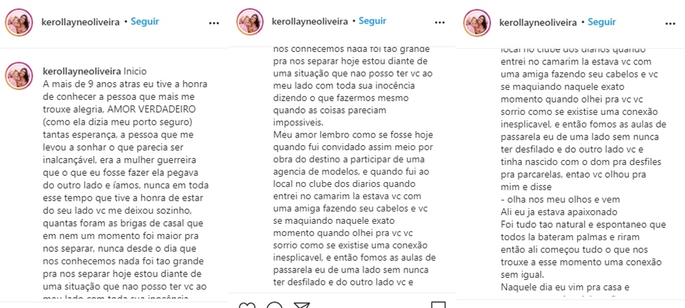 Homenagem do marido de Kerollayne