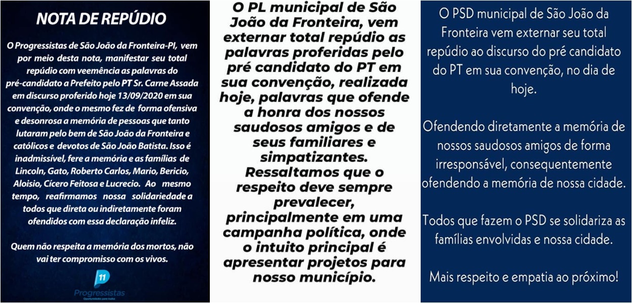 Partidos repudiaram fala do ex-prefeito