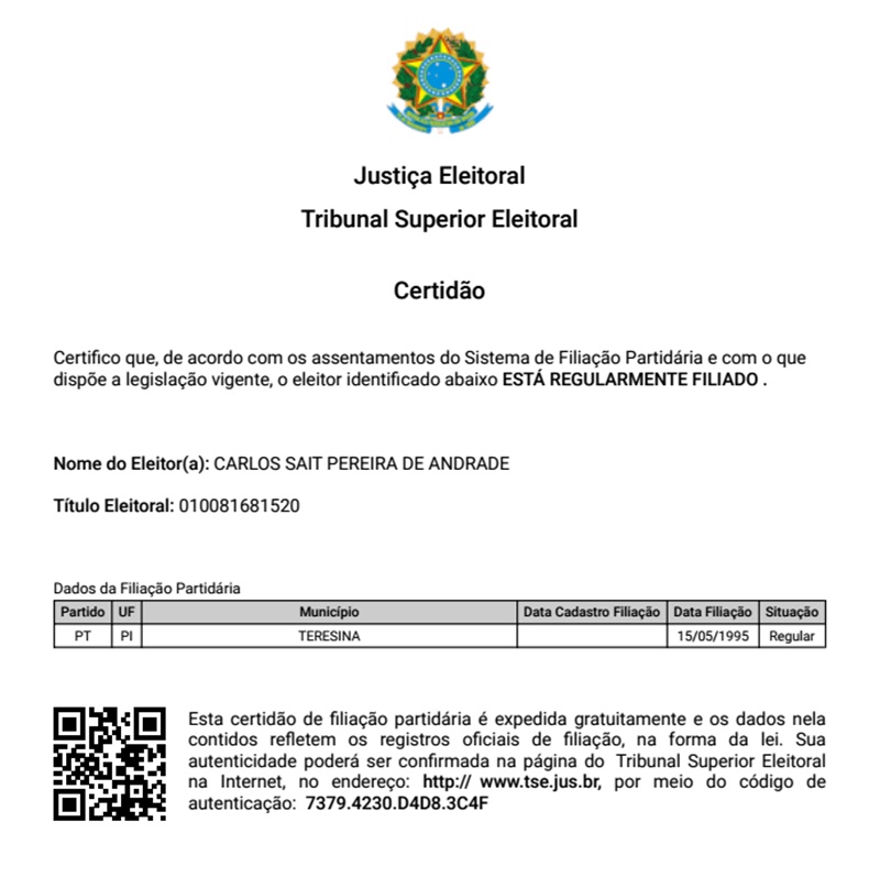 Filiação de Carlos Sait