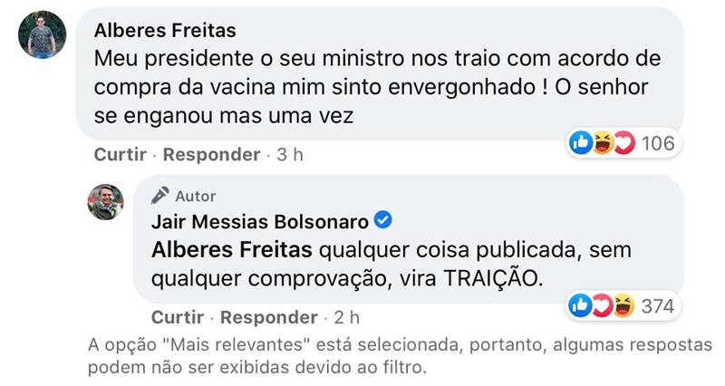Bolsonaro nega que vai comprar vacina chinesa