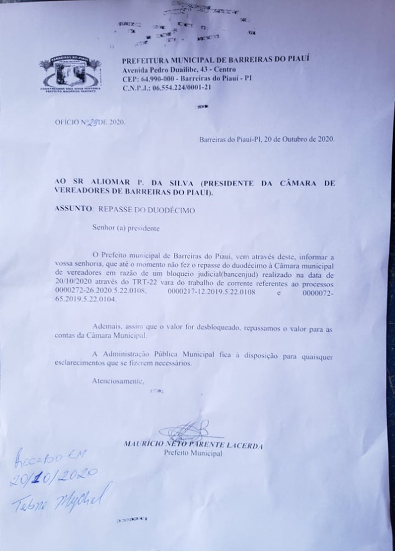 Oficial enviado pelo prefeito