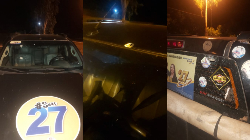 Carro com marcas de tiro