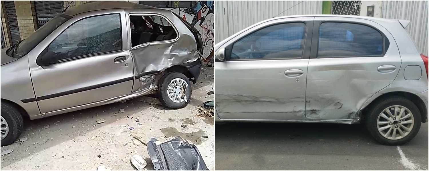 Dois veículos em que a Hilux colidiu